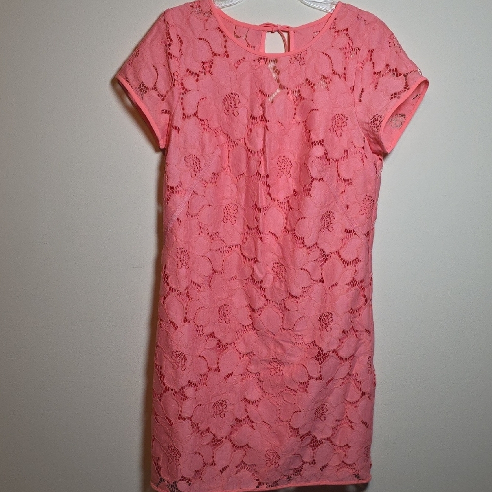 LOFT Pink/Coral Lace Mini Dress. Size 2